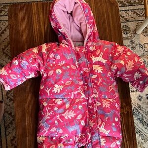 Kids Pink Hooded One-Piece Snowsuit - Unbranded